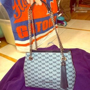 NWT MICHAEL Michael Kors blue leather OTS bag